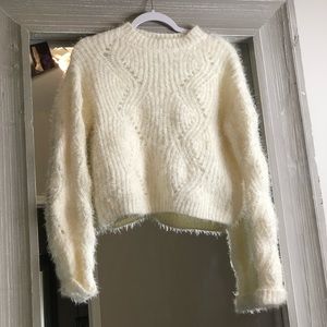 Cropped white sweater